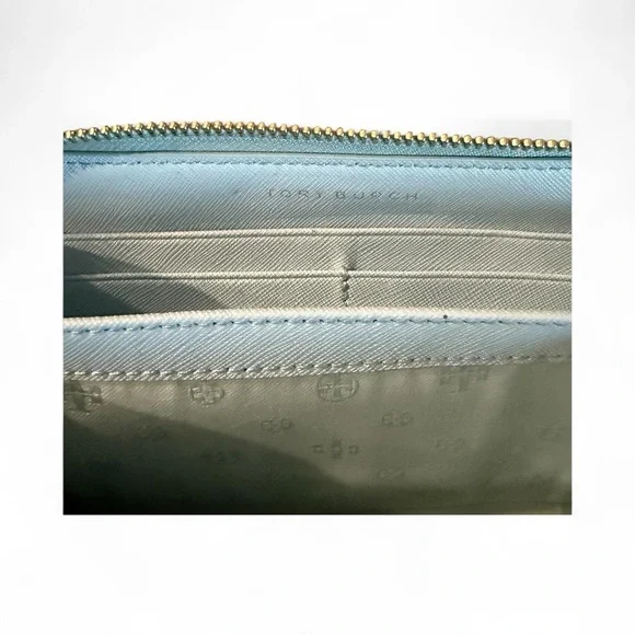 Tory Burch Sky Blue Zip Wallet - Picture 10 of 13